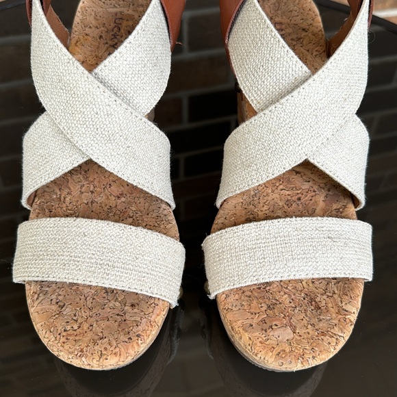 Lucky Brand Marla Natural/Brick Canvas Wedge Sandals, 6.5, in Original Box - Picture 6 of 13